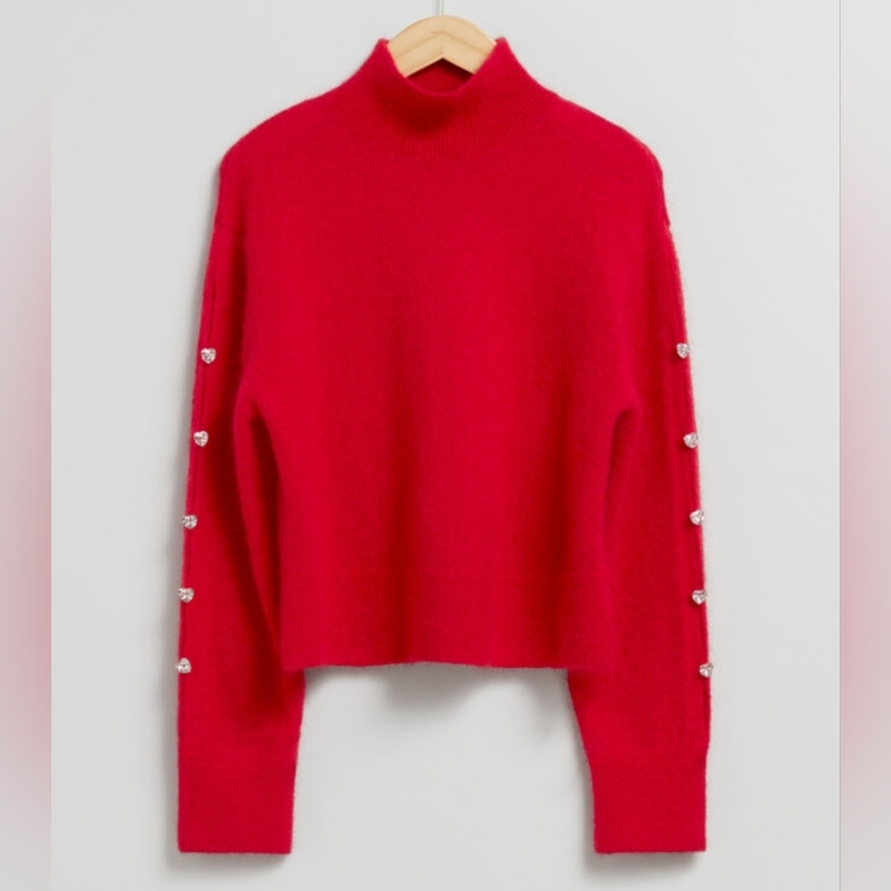 ​& Other Stories Cropped Rhinestone Wool Jumper